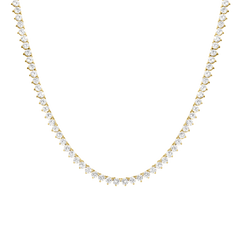 Tennis Necklace with Natural Diamond Stones (April Birthstones) in 14K Gold (1.75 mm - 4.0 mm)